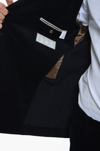 Velour Double-breasted Suit with Peak Lapel