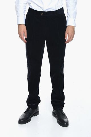 Velour Double-breasted Suit with Peak Lapel