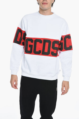Brushed Cotton Sweatshirt with Printed Logo