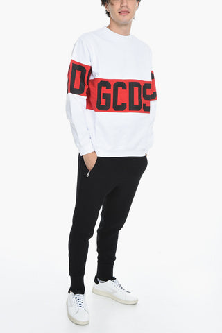 Brushed Cotton Sweatshirt with Printed Logo