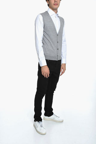 Front Buttoned Wool Vest