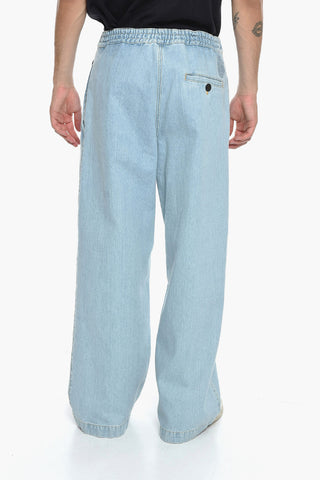 Wide-leg Belted Denims with Light Wash 30cm