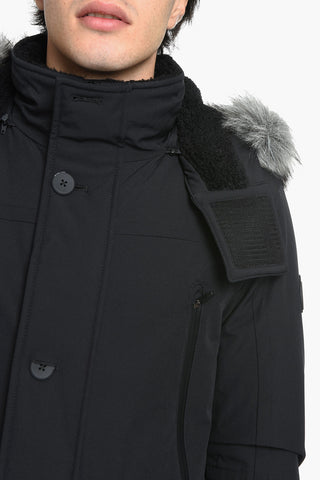 Multipocket Padded Parka with Faux Fur