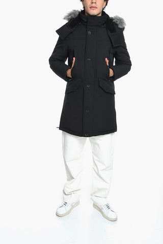 Multipocket Padded Parka with Faux Fur
