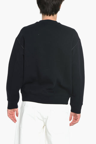 EMPORIO Crew Neck Cotton Blend Sweatshirt with Embroidered Logo
