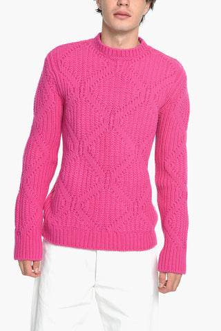 PINK PP Pullover Girocollo in Lana con Motivo a Rombi