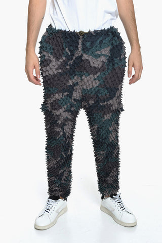 Cropped SHIBORI Trousers with Camouflage Print