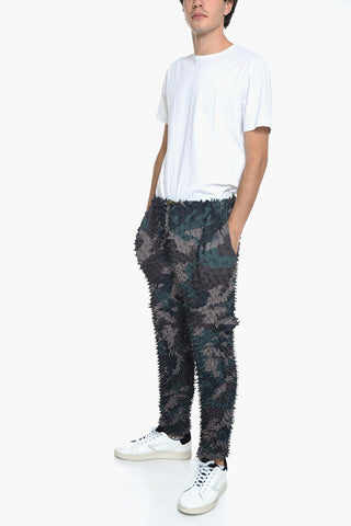 Cropped SHIBORI Trousers with Camouflage Print