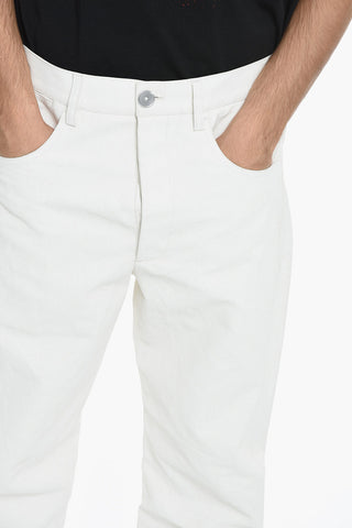 Jeans in Misto Cotone e Lino con Gamba Ampia 22cm