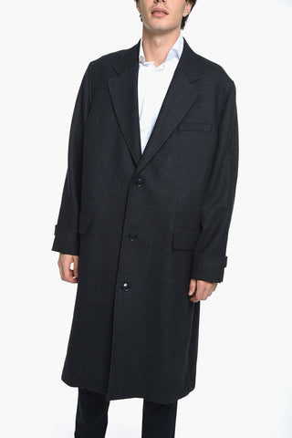 Oversized Coat with Herringbone Pattern