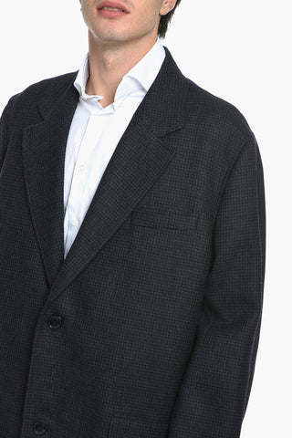 Oversized Coat with Herringbone Pattern
