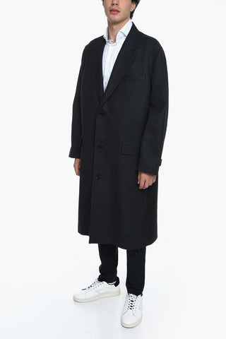Oversized Coat with Herringbone Pattern