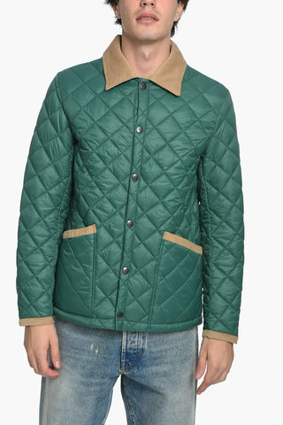 Quilted Nylon Jacket with Velvet Details