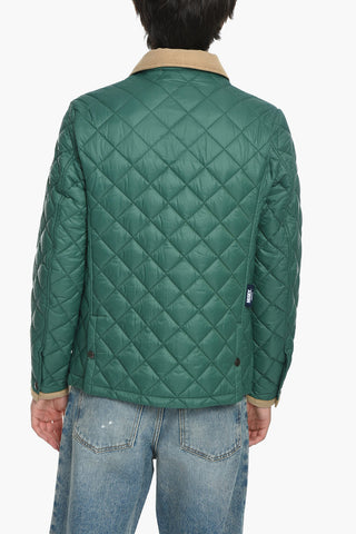 Quilted Nylon Jacket with Velvet Details