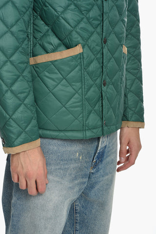 Quilted Nylon Jacket with Velvet Details