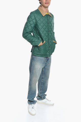 Quilted Nylon Jacket with Velvet Details