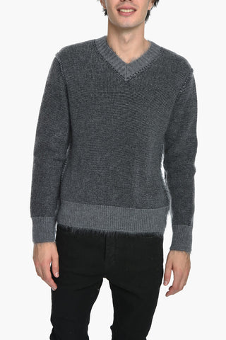 Pullover Girocollo in Misto Mohair Reversibile 