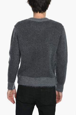 Pullover Girocollo in Misto Mohair Reversibile 