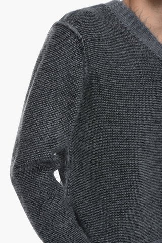Pullover Girocollo in Misto Mohair Reversibile 