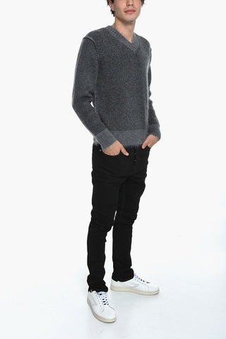 Pullover Girocollo in Misto Mohair Reversibile 