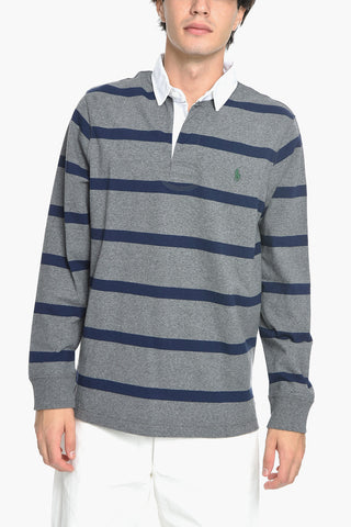 Slim Fit Cotton Polo with Balanced Stripe Motif