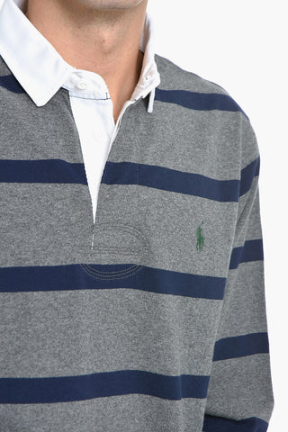Slim Fit Cotton Polo with Balanced Stripe Motif