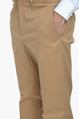 Cotton Gabardine Trousers with Front Pleat