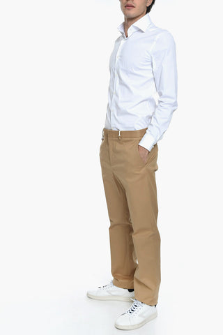 Cotton Gabardine Trousers with Front Pleat