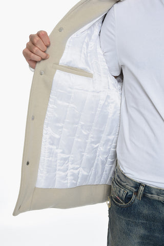 Bomber con Maniche in Eco-pelle e Cappuccio Distressed