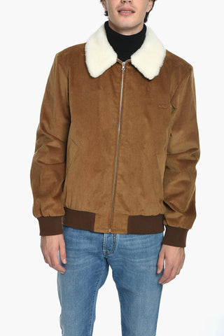 Corduroy Bomber With Faux-Fur Neck