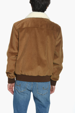 Corduroy Bomber With Faux-Fur Neck