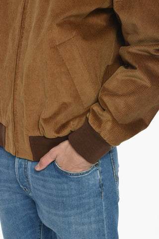 Corduroy Bomber With Faux-Fur Neck