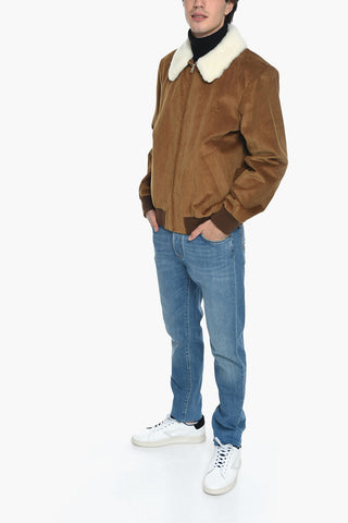 Corduroy Bomber With Faux-Fur Neck