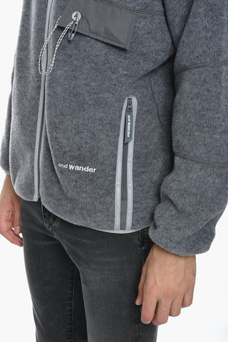 Front Zipped Pile Sweatshirt with Breast-pocket