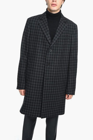 Cashmere-blend Coat with Check Pattern