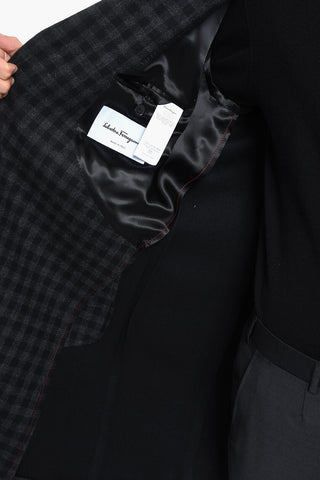 Cashmere-blend Coat with Check Pattern