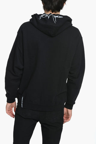 Fleece Cotton Oversized Hoodie with Zip and Print