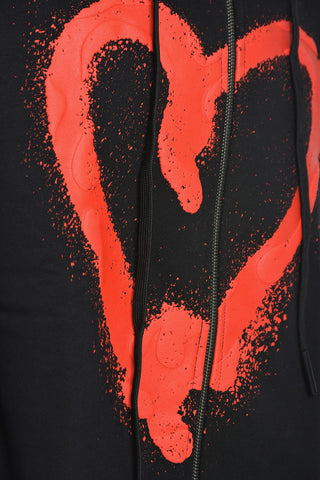 Fleece Cotton Oversized Hoodie with Zip and Print