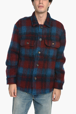 Checkered Fluffy Wool Coat