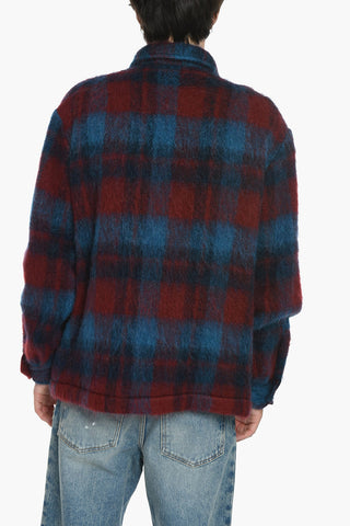 Checkered Fluffy Wool Coat