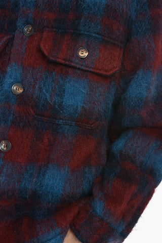 Checkered Fluffy Wool Coat