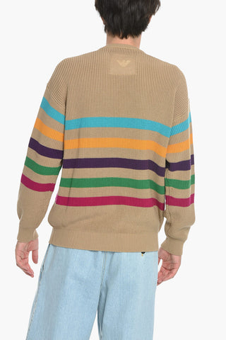 EMPORIO Recycled Cotton Sweater with Multicolored Stripes