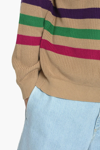 EMPORIO Recycled Cotton Sweater with Multicolored Stripes