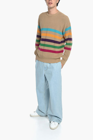 EMPORIO Recycled Cotton Sweater with Multicolored Stripes