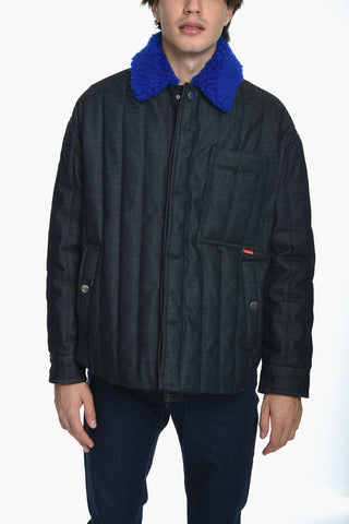 Padded Denim Jacket With Faux-Fur Neck