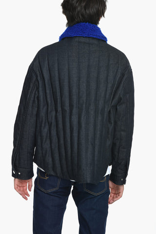 Padded Denim Jacket With Faux-Fur Neck