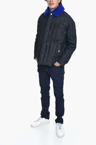 Padded Denim Jacket With Faux-Fur Neck