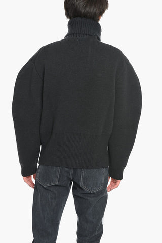 SALON 02 Pullover a Collo Alto in Misto Lana con Bottoni