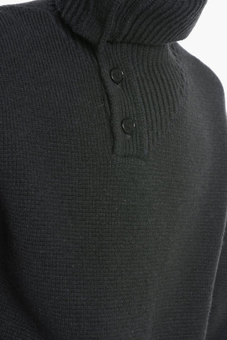 SALON 02 Turtleneck Wool Blend Pullover with Bottons
