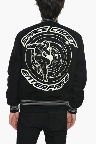 Bomber Varsity in Misto Lana con Toppe